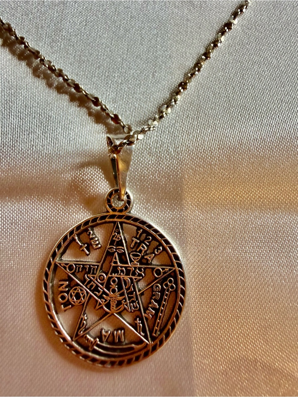 Sterling Pentagram Pendant Necklace - Silver Tone